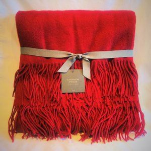 ❄☔🍷 RESTORATION HARDWARE 555-GRAM WOVEN MONGOLIAN CASHMERE THROW. 50”x70”